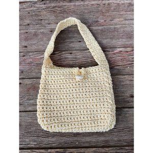 Vintage 70's Crochet Rope Off white strap Purse Boho HIppy